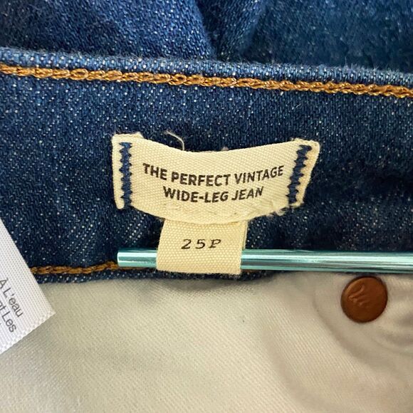 Madewell The Perfect Vintage Wide-Leg Jeans Size 25P Fairdale Dark Wash Blue - Picture 5 of 8